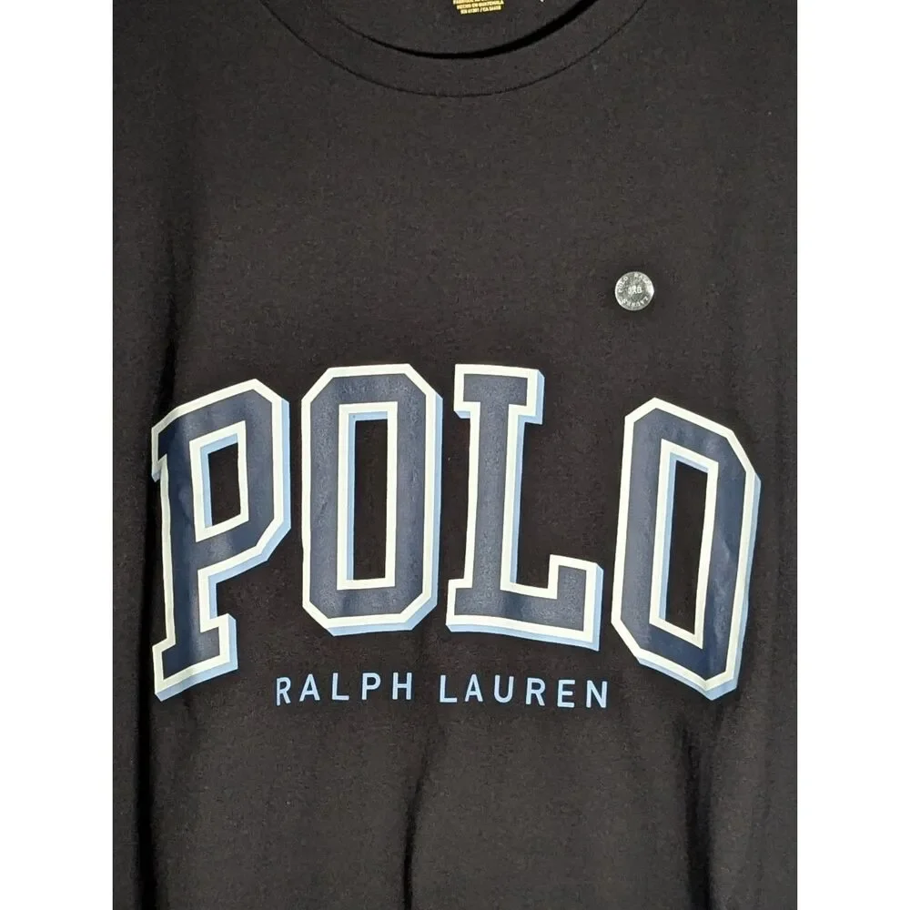 Polo Ralph Lauren Men's Graphic T-Shirt Black Blue Block Letter Size 3XB